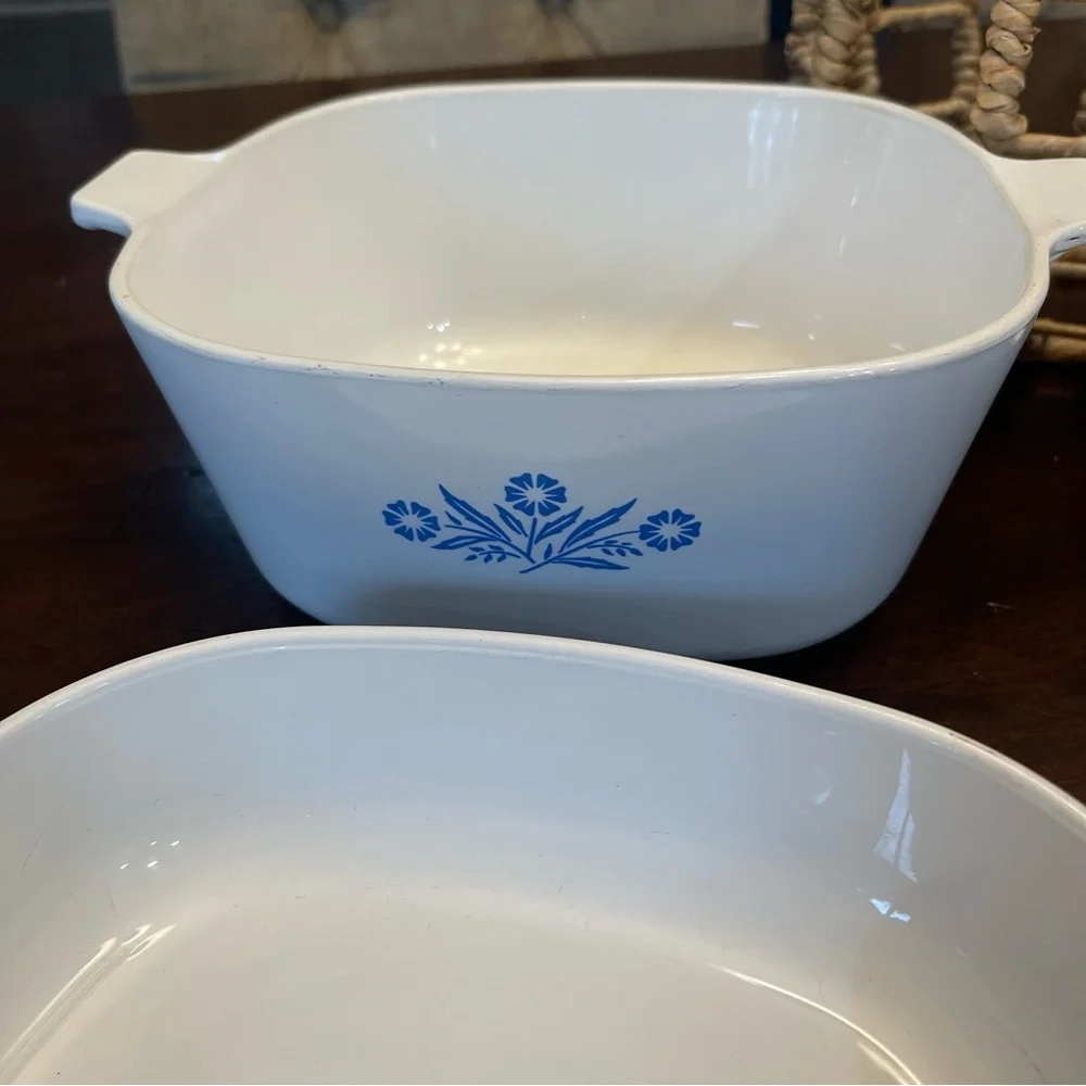 VINTAGE CORNING WARE White Blue Casserole Dishes